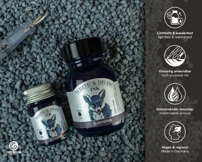 Octopus Write and Draw Ink 380 Grey Fox, pigmented, waterproof, document-proof, 50 ml