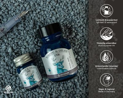 Octopus Write and Draw Ink 380 Petrol Deer, pigmented, waterproof, document-proof, 50 ml