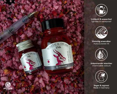 Octopus Write and Draw Ink 380 Pink Gazelle, pigmented, waterproof, document-proof, 50 ml