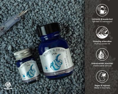 Octopus Write and Draw Ink 380 Blue Sloth, pigmented, waterproof, document-proof, 50 ml