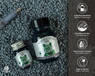 Octopus Write and Draw Ink 380 Green Tiger, pigmented, waterproof, document-proof, 50 ml