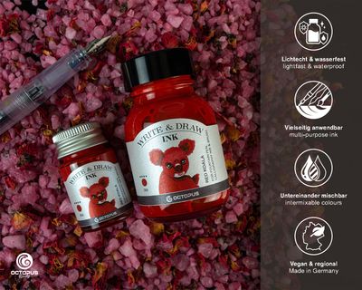 Octopus Write and Draw Ink 380 Red Koala, pigmented, waterproof, document-proof, 50 ml