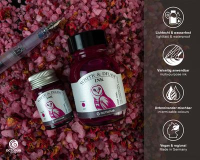 Octopus Write and Draw Ink 380 Pink Owl, pigmented, waterproof, document-proof, 50 ml