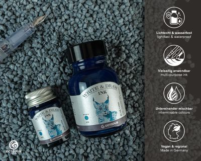 Octopus Write and Draw Ink 380 Blue Lynx, pigmented, waterproof, document-proof, 50 ml