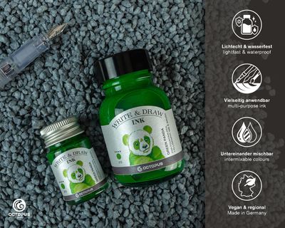 Octopus Write and Draw Ink 380 Green Panda pigmented, waterproof, document-proof, 50 ml