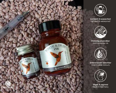 Octopus Write and Draw Ink 380 Brown Colibri, pigmented, waterproof, document-proof, 50 ml