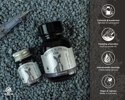 Octopus Write and Draw Ink 380 Kangaroo Grey, pigmented, waterproof, document-proof, 50 ml