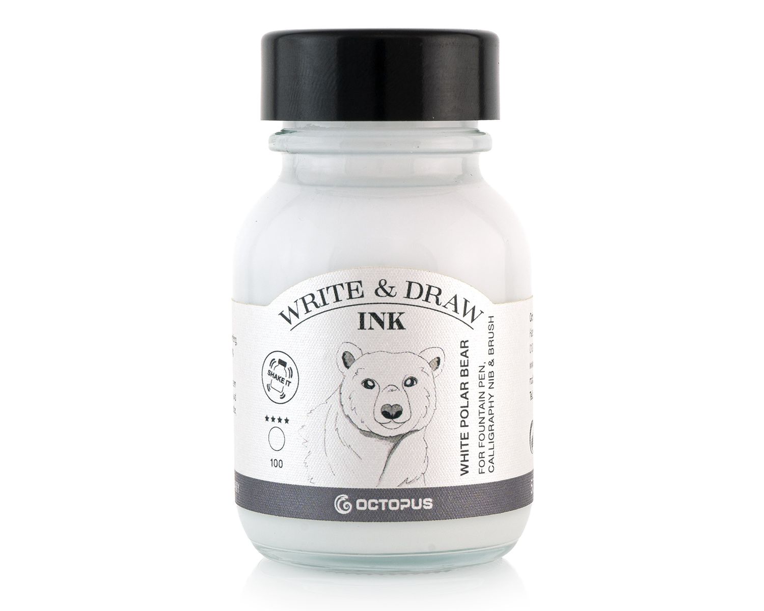 Octopus Write and Draw Ink 380 White Polar Bear, pigmented, waterproof, document-proof, 50 ml