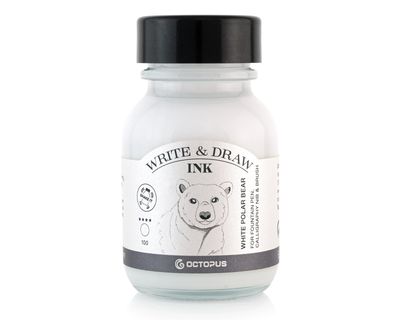 Octopus Write and Draw Ink 380 White Polar Bear, pigmented, waterproof, document-proof, 50 ml