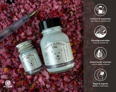 Octopus Write and Draw Ink 380 White Polar Bear, pigmented, waterproof, document-proof, 50 ml