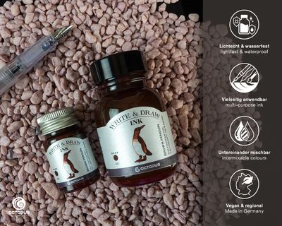 Octopus Write and Draw Ink 380 Brown Penguin, pigmented, waterproof, document-proof, 50 ml