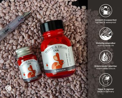 Octopus Write and Draw Ink 380 Orange Bunny, pigmented, waterproof, document-proof, 50 ml