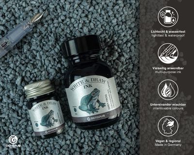 Octopus Write and Draw Ink 380 Grey Frog, pigmented, waterproof, document-proof, 50 ml