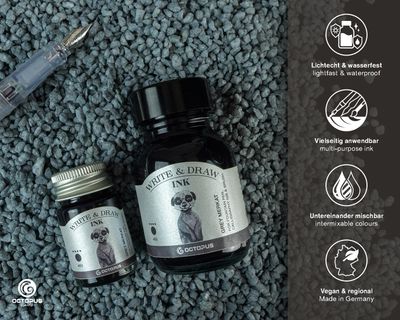 Octopus Write and Draw Ink 380 Grey Merkat,, pigmented, waterproof, document-proof, 50 ml
