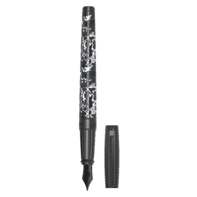 ST DUPONT Line D Fountain Pen- Carbon Dark Storm - 14k Gold Nib Black Plated - Medium Point
