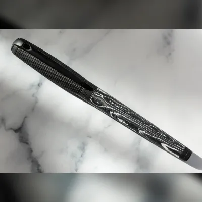 ST DUPONT Line D Fountain Pen- Carbon Dark Storm - 14k Gold Nib Black Plated - Medium Point