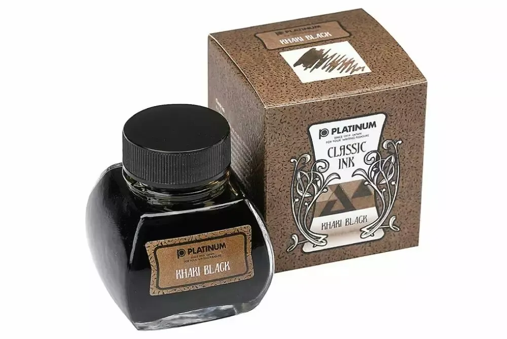 Platinum Dyestuff Classic Ink Bottle - Khaki Black / 60ml Bottle