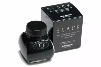 Platinum Dyestuff Ink Bottle - Black / 60ml Glass Bottle