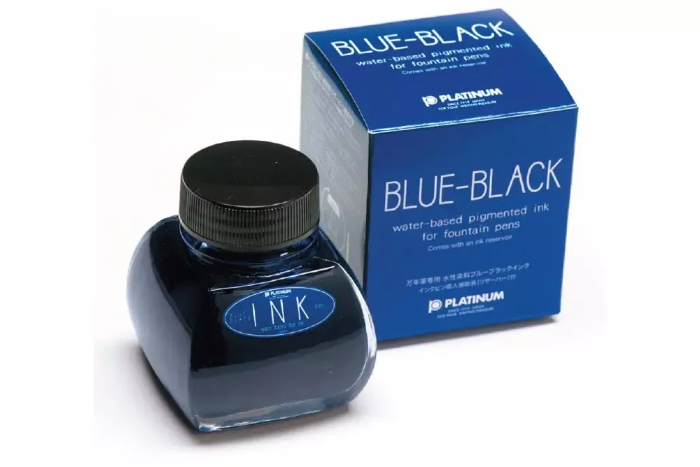 Platinum Dyestuff Ink Bottle - Blue Black / 60ml Glass Bottle