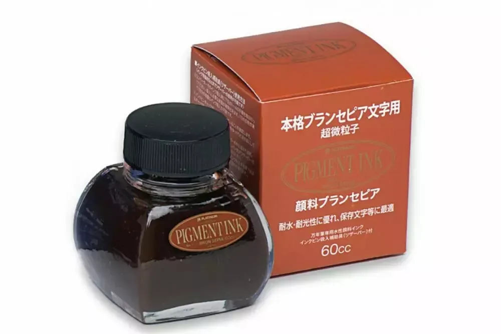 Platinum Pigment Ink Bottle - Brun Sepia / 60ml Glass Bottle