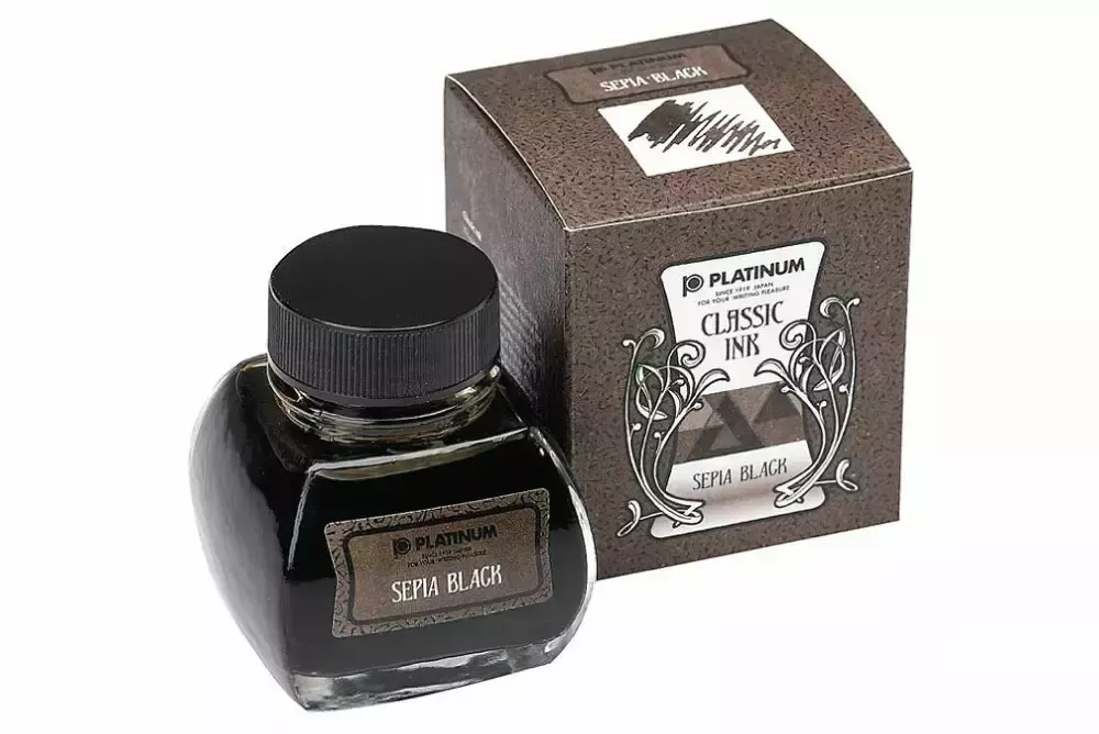 Platinum Dyestuff Classic Ink Bottle - Sepia Black /  60ml Bottle