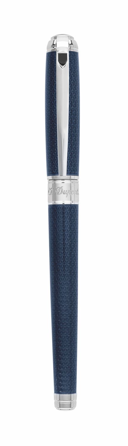 ST DUPONT D-Line Fountain Pen Blue Lacquer &amp; Palladium Medium - 14 K White Gold Nib - Medium