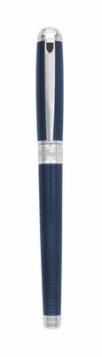 ST DUPONT D-Line Fountain Pen Blue Lacquer &amp; Palladium Medium - 14 K White Gold Nib - Medium