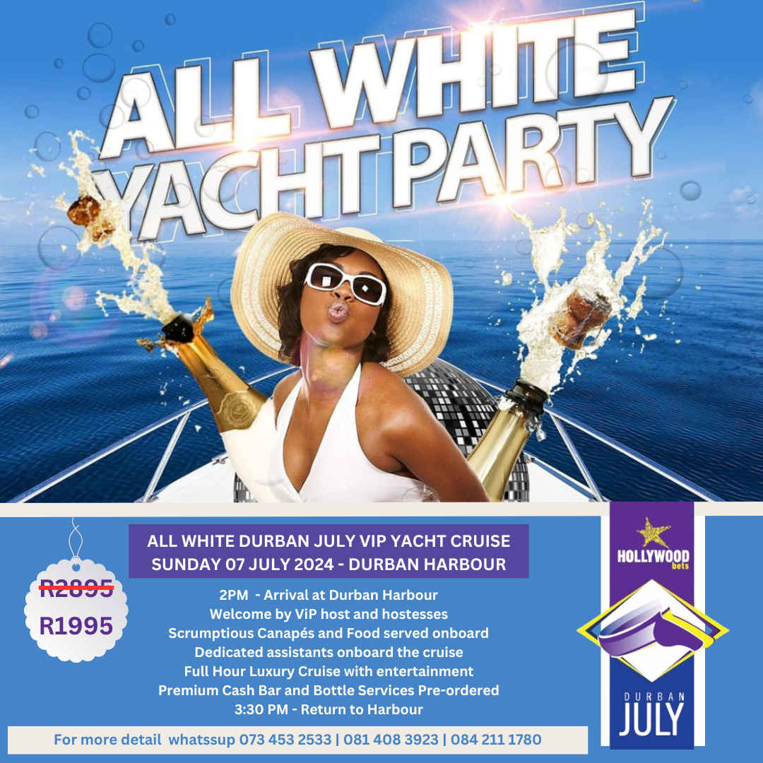The Durban July  All White VIP Yacht Yacht Cruise with Ice Tropez - Sunday 07 July 2024