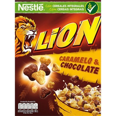NESTLE LION cereales integrales con caramelo y chocolate estuche
