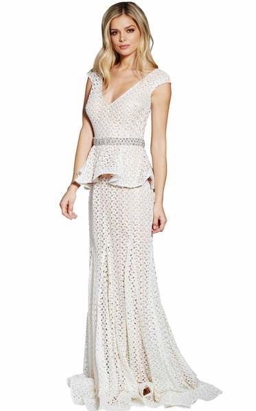 JOVANI Formal/Wedding Dress - SZ 12 in Ivory/Nude