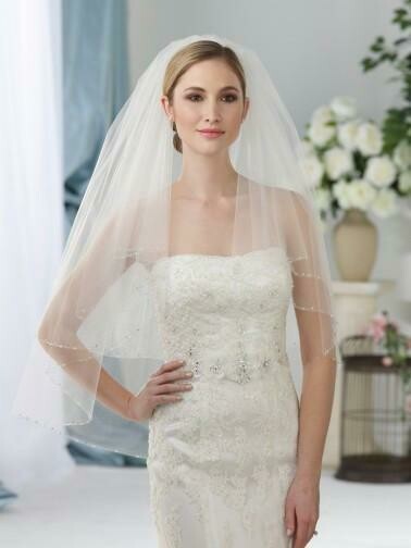 Edward Berger 9633 Two tier (30″ & 36″) circular veil with crystal edge