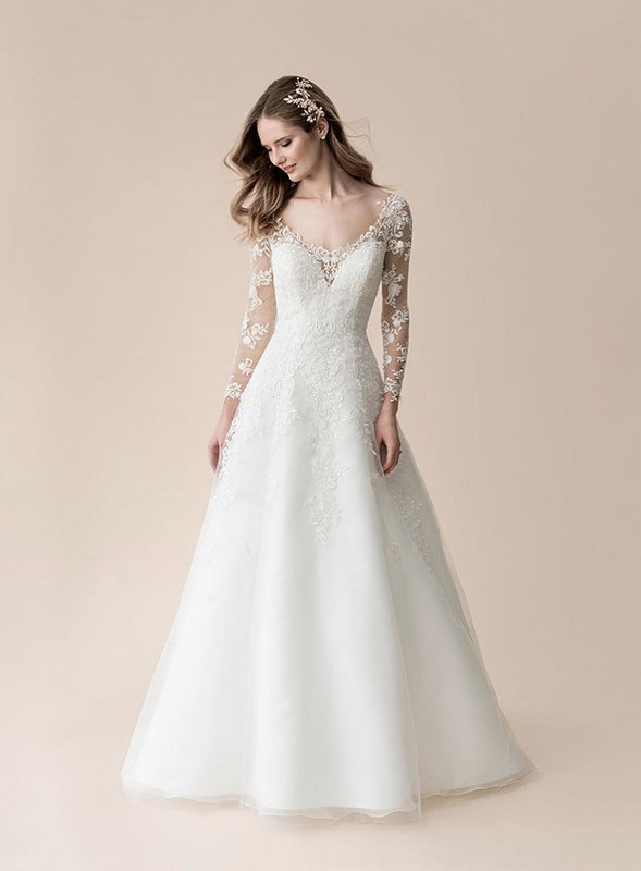 MOONLIGHT Long Sleeve White WEDDING DRESS - SZ 14