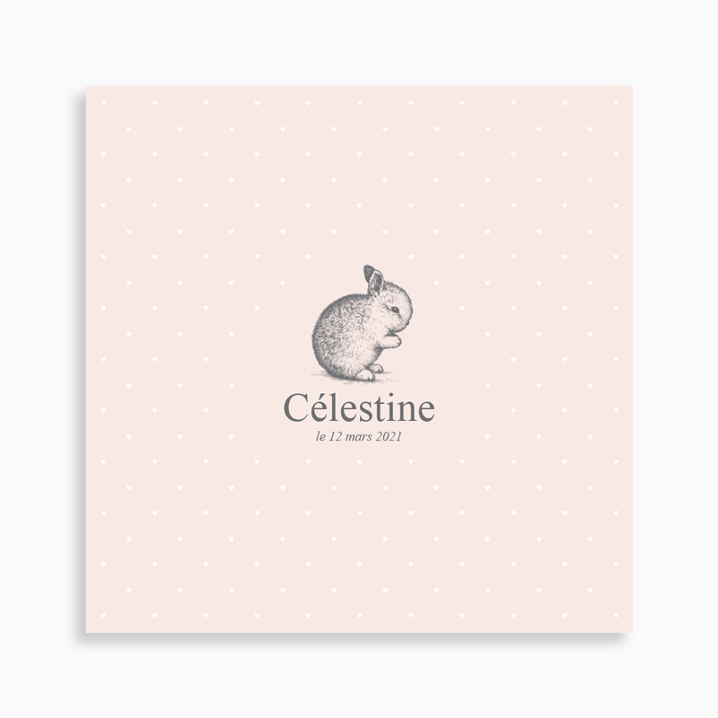 Faire-part de naissance petit lapin pour fille