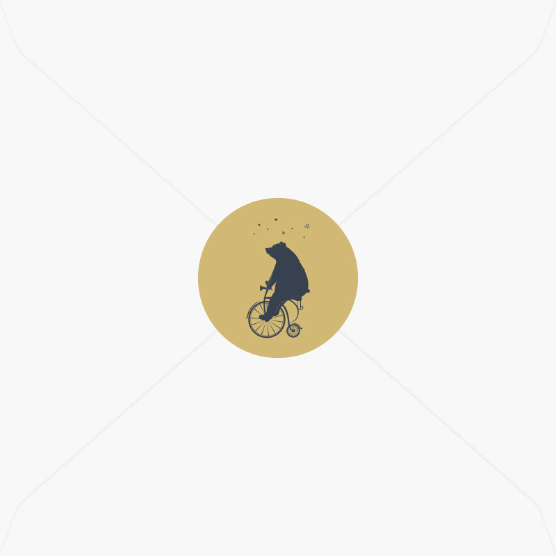 stickers naissance ours en tricycle pour garçon avec prénom et date de couleur doré
