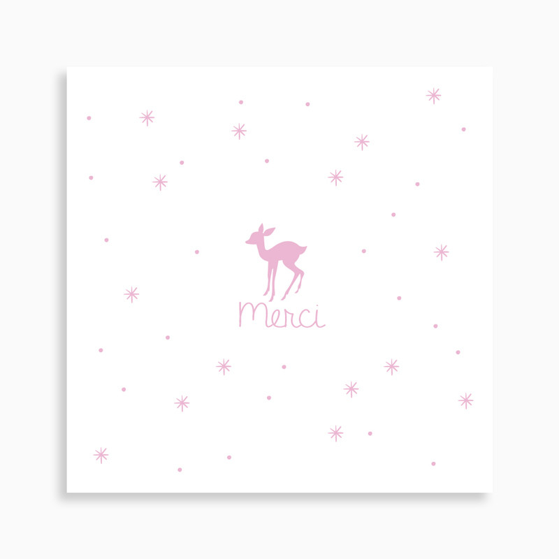 Carte de remerciement petit faon sur fond étoilé