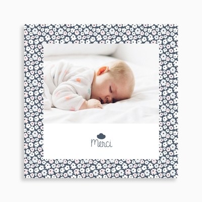 Carte de remerciement naissance motif liberty nuage original