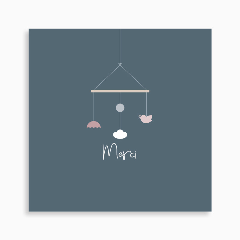 Carte de remerciement naissance mobile nuage