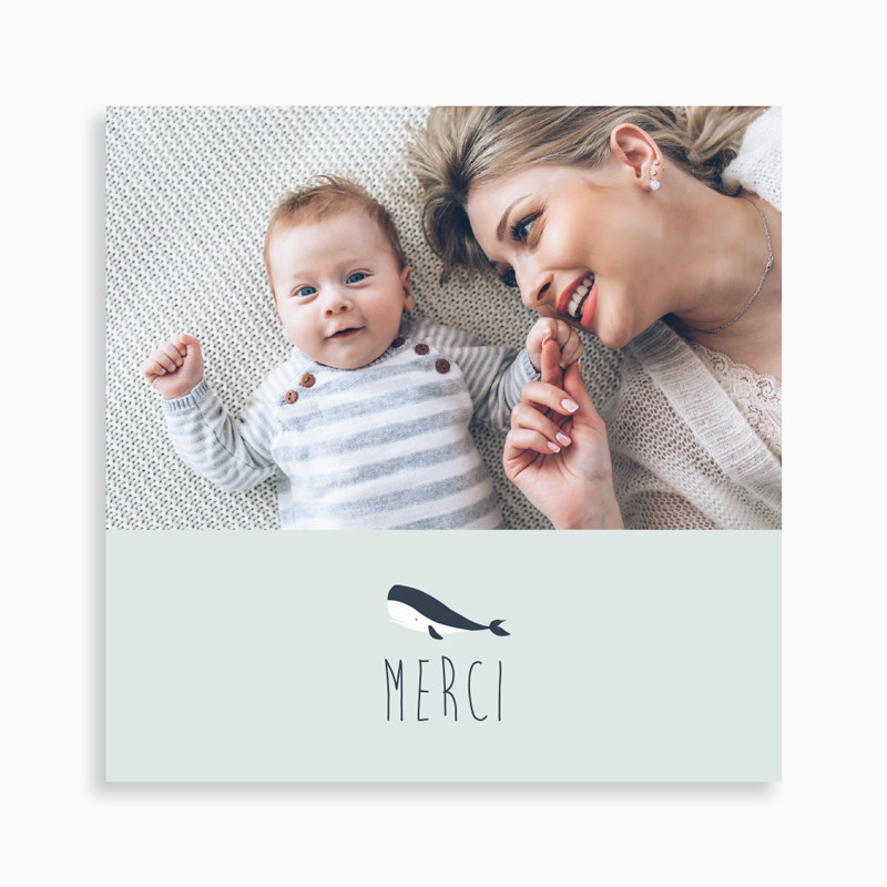 Carte de remerciement naissance baleine et son petit baleineau