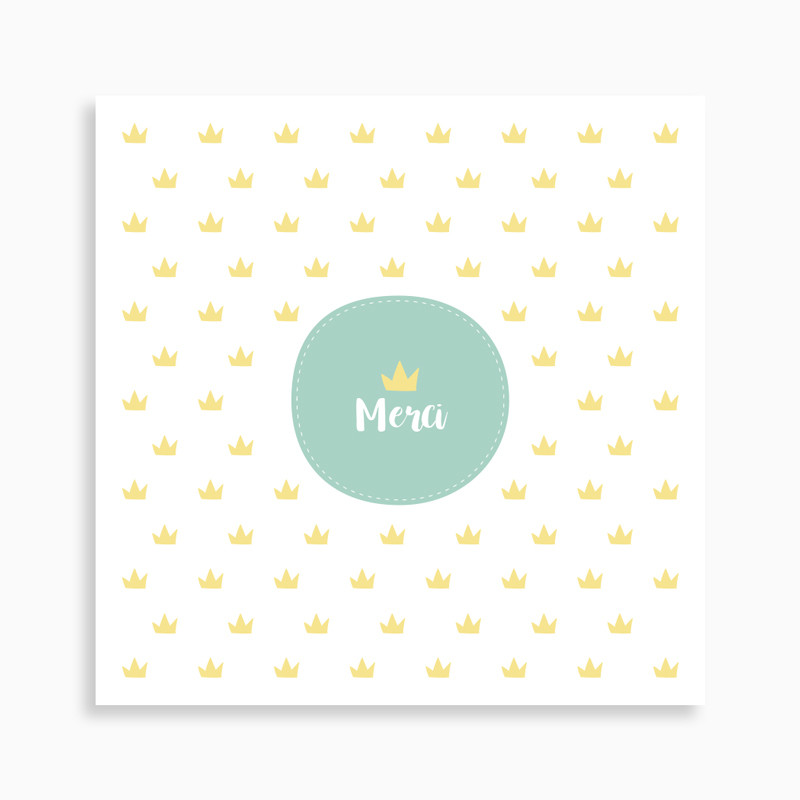 Carte de remerciement naissance motif couronne de prince