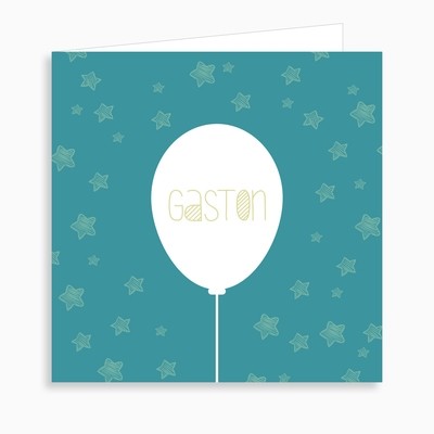 Faire-part de naissance ballon et ciel étoilé (dépliant 4 pages)