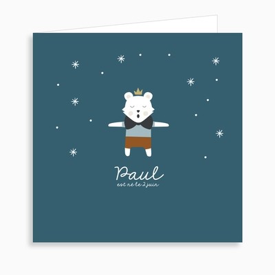 Faire-part de naissance petit tigre blanc (dépliant 4 pages)