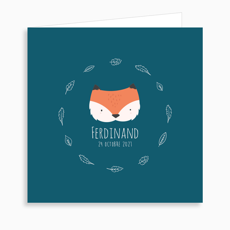 Faire-part de naissance petit renard dépliant 4 pages