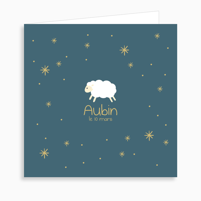 Faire-part de naissance mouton blanc (dépliant 4 pages)