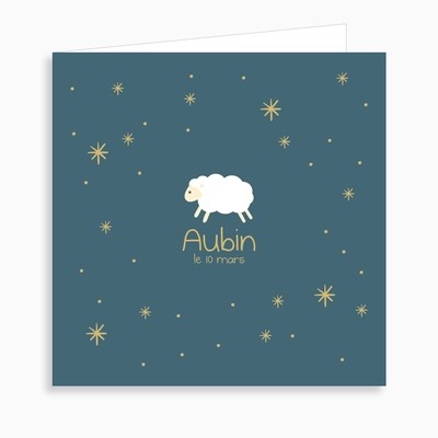 Faire-part de naissance mouton blanc (dépliant 4 pages)