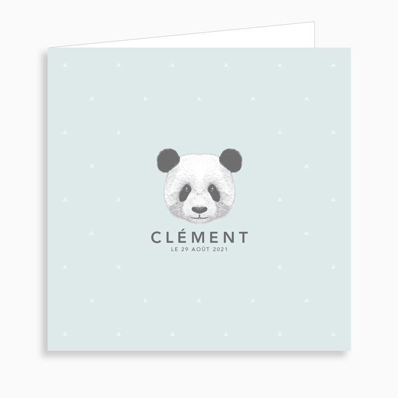 Faire-part de naissance petit panda dépliant 4 pages