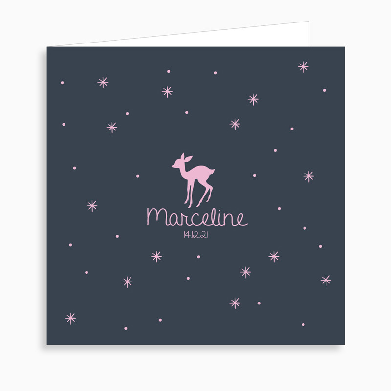 Faire-part de naissance petite biche dépliant 4 pages