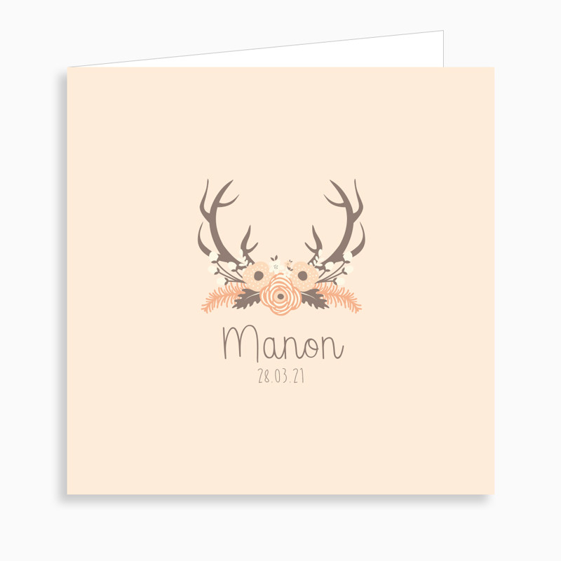 Faire-part de naissance bois de cerf (dépliant 4 pages)