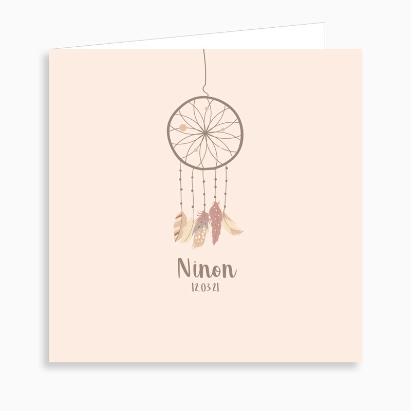 Faire-part de naissance attrape rêve (dépliant 4 pages)