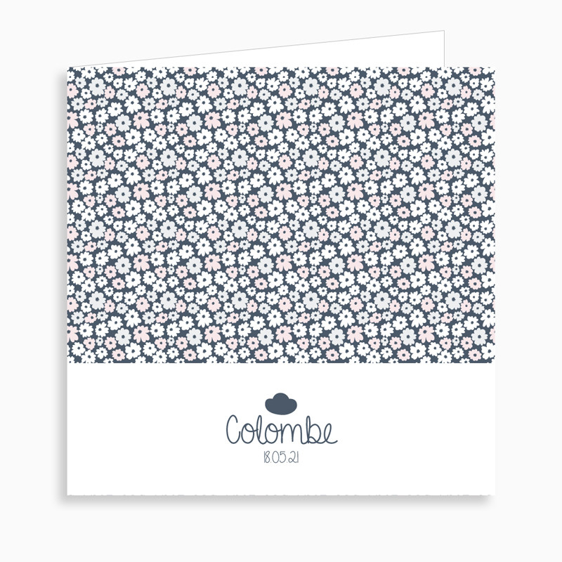 Faire-part de naissance motif liberty nuage (dépliant 4 pages)