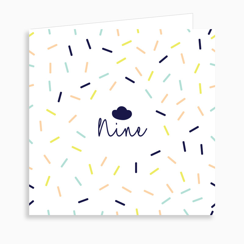 Faire-part de naissance confettis et nuage (dépliant 4 pages)